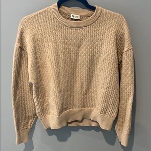 ZYIA Active Cropped Crew Neck Sweater Ribbed Knit